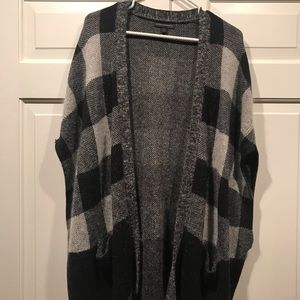 Oversized Checkered Wool Shrug